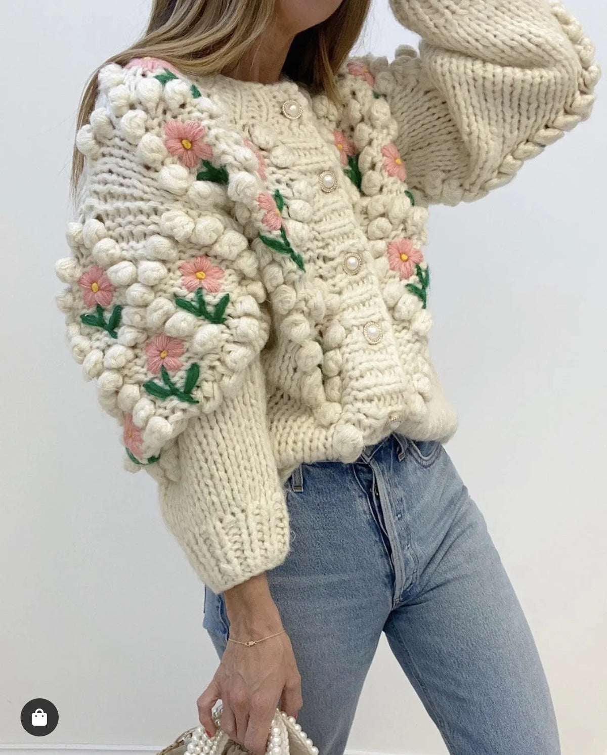 Frauen Herbst Damen Kleidung Oberbekleidung Lose einreiher Strickjacke Pullover Mit Stilvollen Verzierten Knöpfen Ropa Mujer