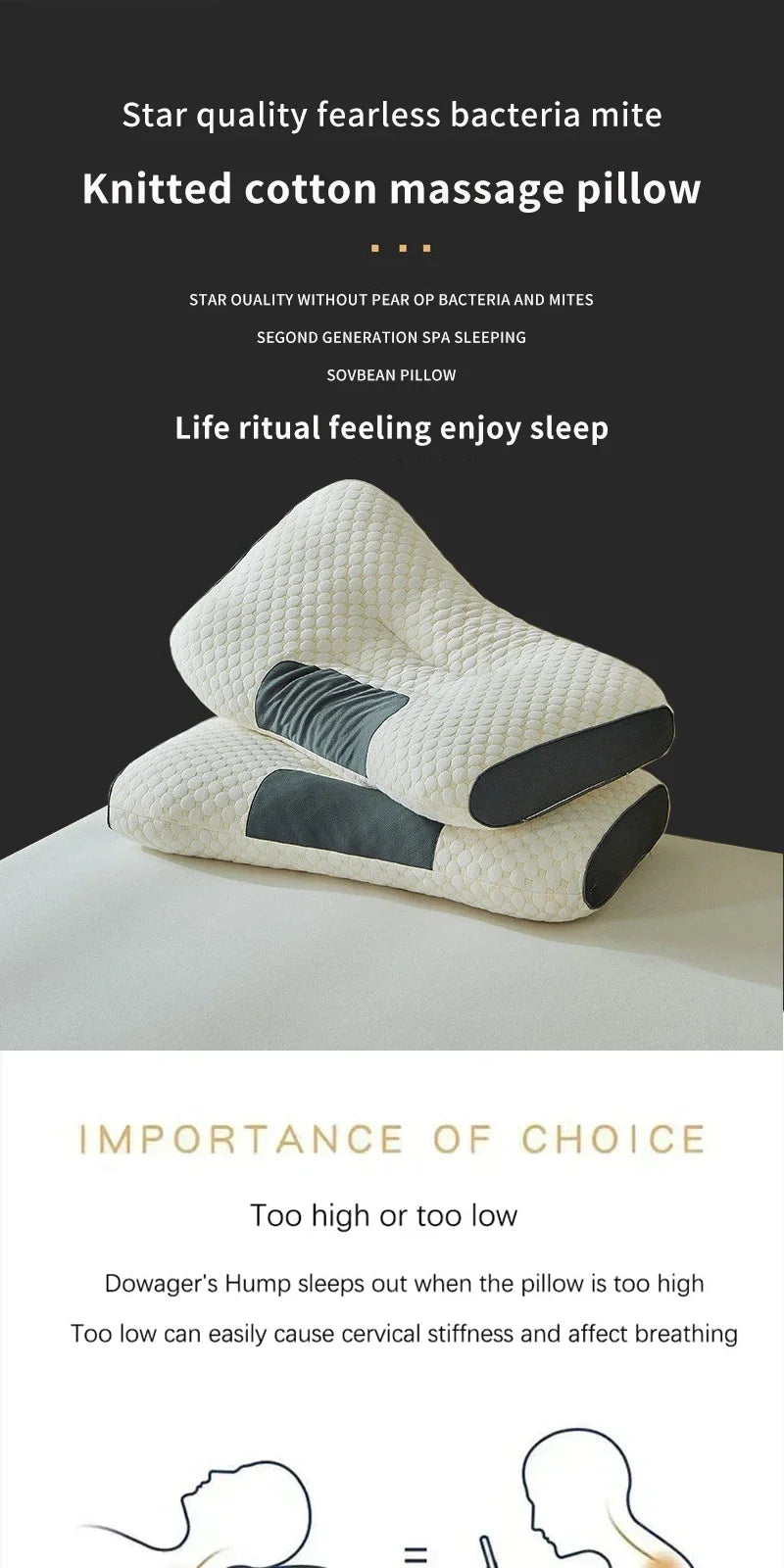 1PC Almohada Neck Kissen Helfen Schlaf Schützen Den Hals Zervikale Orthopädische Sojabohnen Faser Massage Haushalt SPA Kissen Zum Schlafen