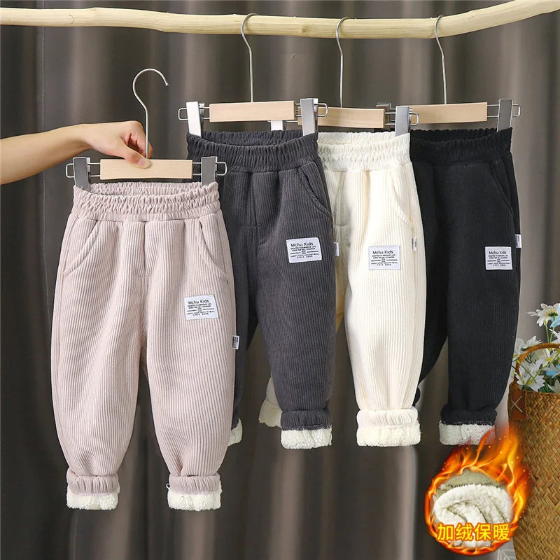 Winter Jungen warme Hosen große Kinder dick plus Samthose Kinder gepolsterte Baumwolle lange Hosen Herbst Teen lässige Cordhose