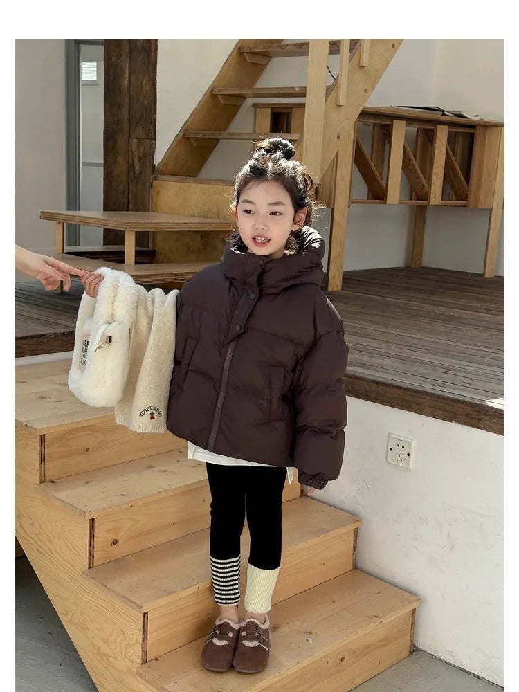 3 4 5 6 8 10 12 Jahre Mädchen Jacke Herbst Winter Neue Einfarbig Dicke Warme Mit Kapuze Zipper Mantel für Teen Kinder Daunen Baumwolle Outwear
