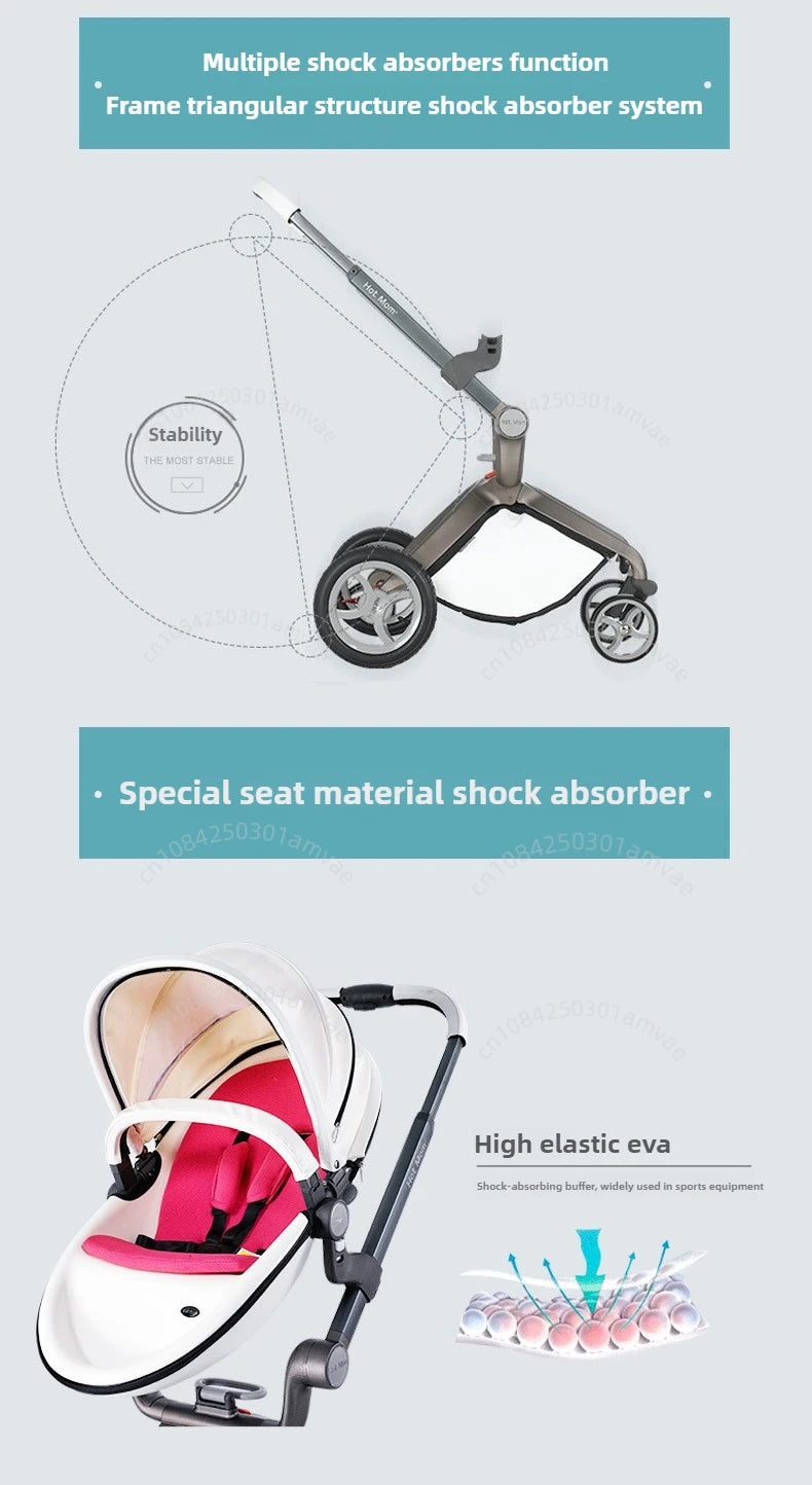 Hotmom-Kinderwagen Hohe Landschaft kann sitzen und liegen. Zusammenklappbarer, leichter britischer Zwei-Wege-Kinderwagen. Anpassung an 0–4 Jahre alt