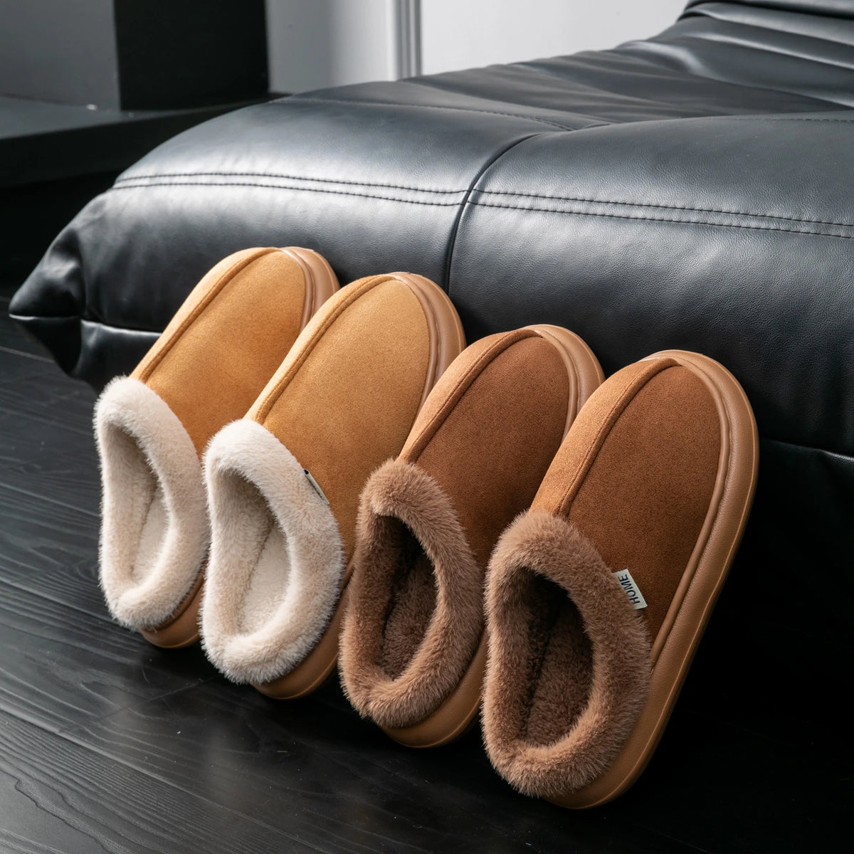 Herbst und Winter Herren Baumwolle Hausschuhe Plüsch warm dick Home Wear rutschfeste verschleißfeste weiche Unterseite bequeme warme Schuhe