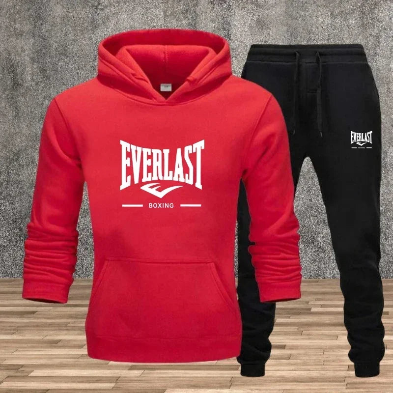 Ein neues modisches Fitness-Jogging-Freizeitset für Herren für Herbst und Winter, bestehend aus zweiteiligem Kapuzenpullover und Hose.