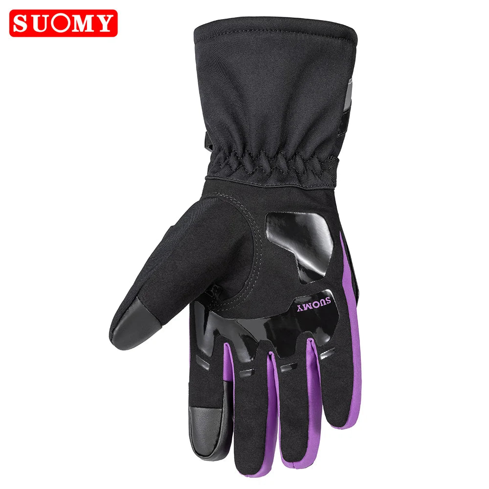 SUOMY Winter Warme Damen Rosa Motorradhandschuhe 100% Wasserdicht Lady Teens Mädchen Lila Motocross Motorrad Racing Reithandschuhe