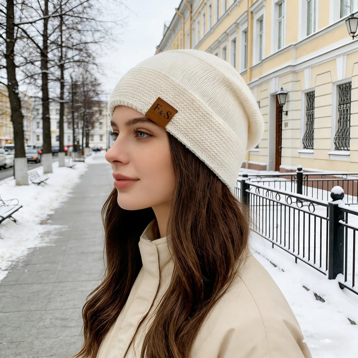 Neue Unisex Slouchy Winter Hüte Hinzufügen Pelz Gefüttert Männer Und Frauen Warme Beanie Cap Casual Label Decor Winter Gestrickte Hüte