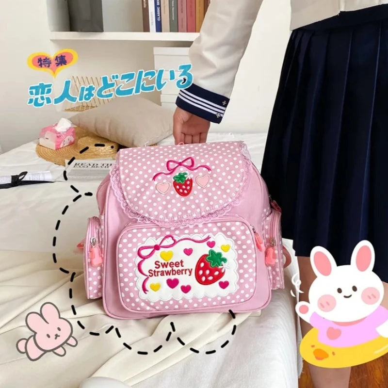 Strawberry Embroidered Backpack