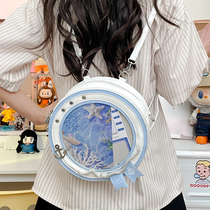2025 neue süße Y2k ästhetische Umhängetaschen Frauen Kawaii Mode lässig Rucksäcke trendige transparente Reise Umhängetasche Ita Taschen