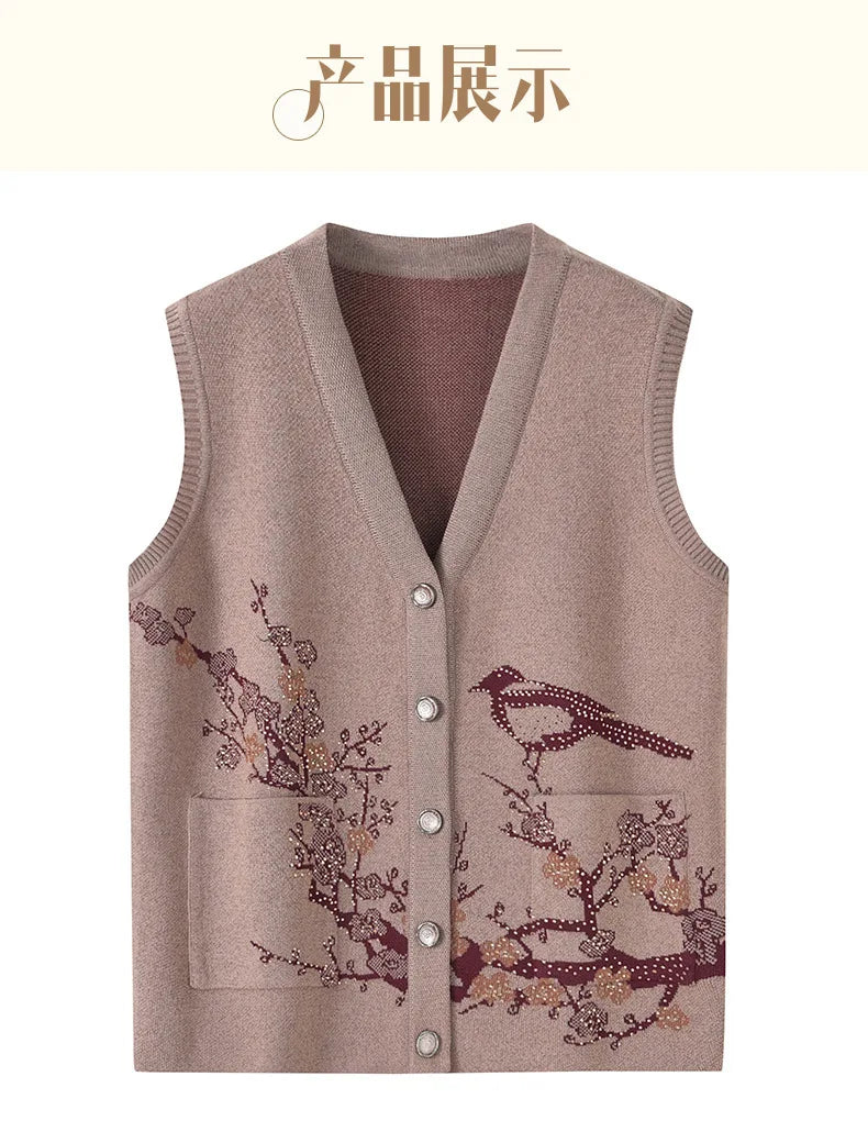 Frauen Pullover Strickjacken Westen Frühling Herbst Oma Outfits Warme Weste Für Mütter Mittleren Alters Winter Weste Jacken 5XL