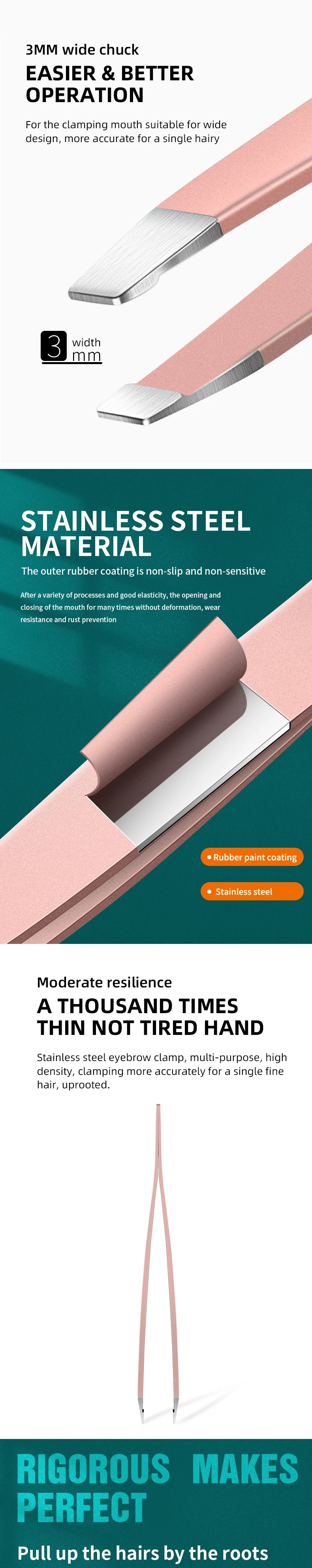 Ouriner Augenbrauenpinzetten-Set, 4-teilig, Edelstahl-Augenbrauenpinzette, professionelles Beauty-Tool-Set für das nach innen gerichtete Haarwachstum