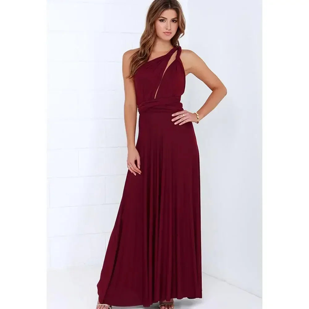 Mode Multi-getragen V-ausschnitt Vestidos De Fiesta Frauen Lange Kleid Sexy Geschnallt Dame Sommer Maxi Kleid