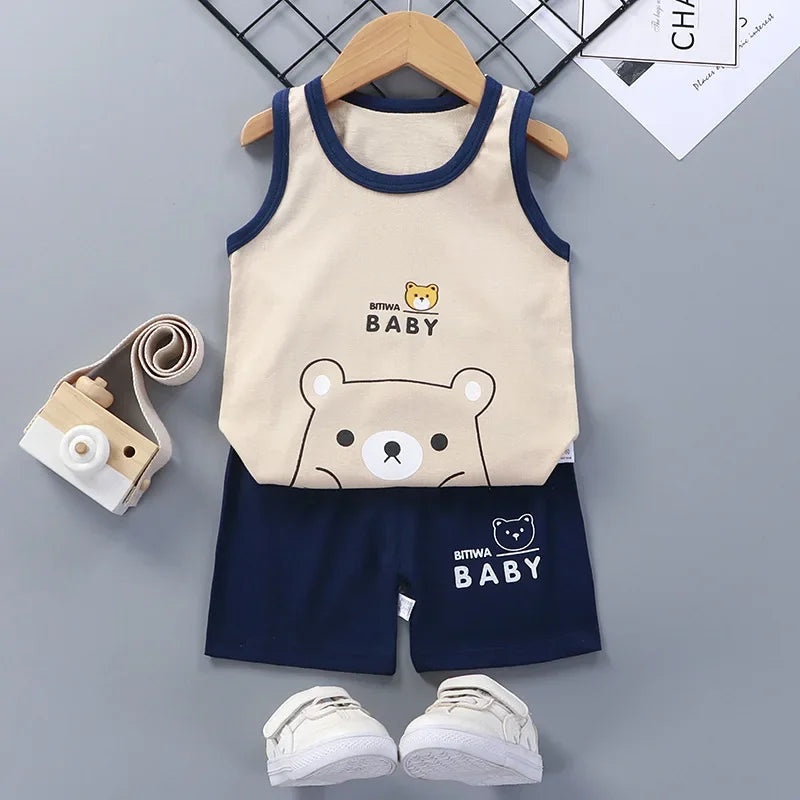 Kinder setzt Kinder kleidung Jungen Mädchen Weste Anzug Sommer Kinder kleidung Baby Baumwolle T-Shirts Shorts Tank Top ärmel los