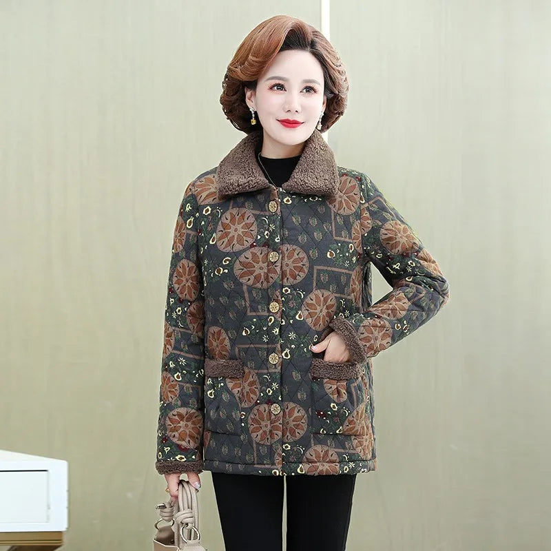 Mutter Winter Baumwolle Kleidung Plüsch Dicke Warme Gepolsterte Mantel Mittleren Alters Mutter Casual Parkas Ältere Oma Jacke