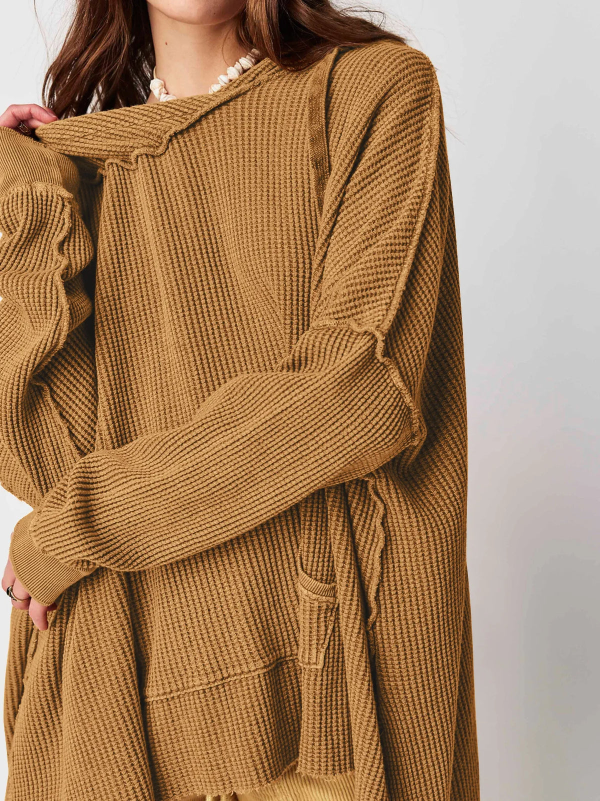 Extra große lose einfarbige Tasche modische vielseitige Pullover Pullover Herbst Mode neue Abbigliamento Donna Pull Hiver Femme