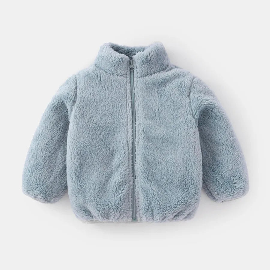 Einfarbig Mode Kinder Plüsch Mantel Herbst Winter Warme Baby Mädchen Junge Casual Jacke Mantel Kinder Kleidung Kleinkind Oberbekleidung