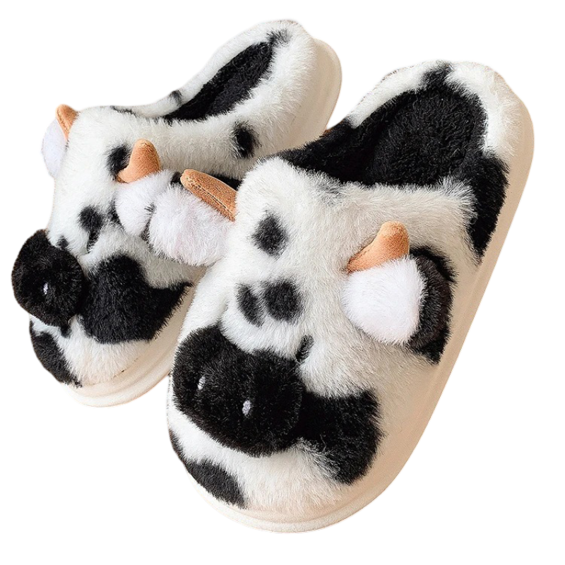 Cute Cow Plush Slippers