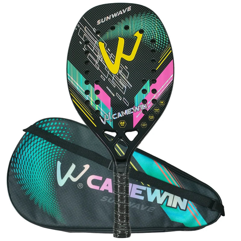 Camewin 3K Beach-Tennisschläger aus Vollcarbonfaser mit rauer Oberfläche, Outdoor-Sportschläger für Männer, Frauen, Erwachsene, Senioren, 2024 Neu