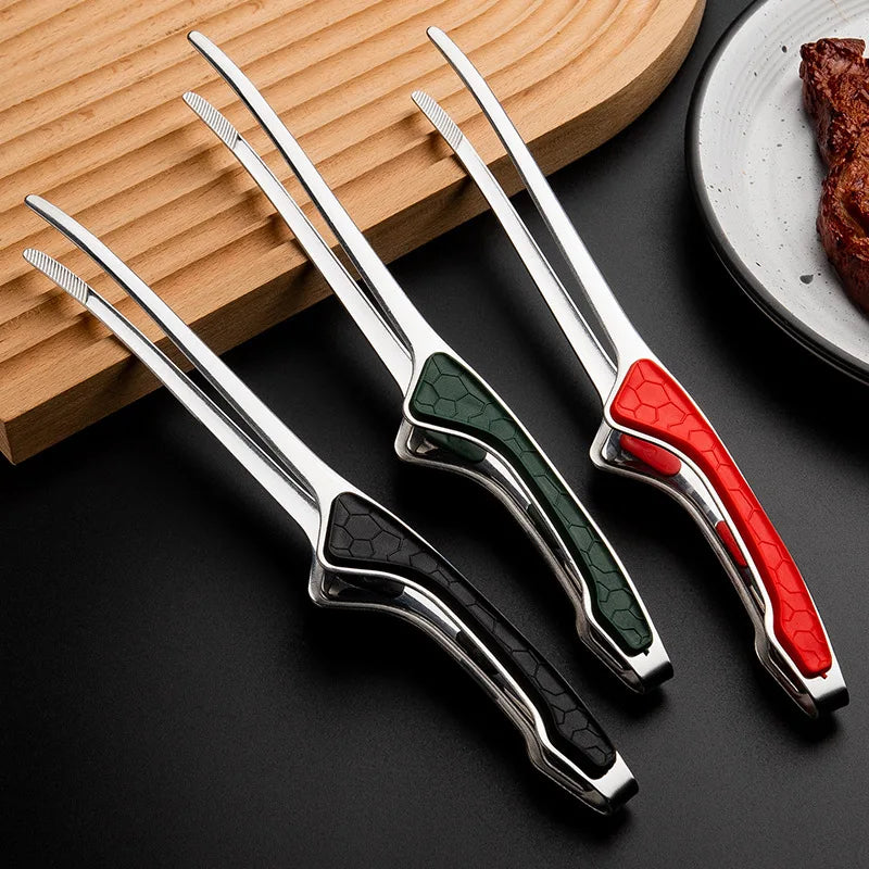 1 Piece Stainless Steel Kitchen Tongs, Serving Tongs for Cooking, Metal Food Tongs with Non-Slip Comfortable Grip, Non-Stick Cooking Tongs