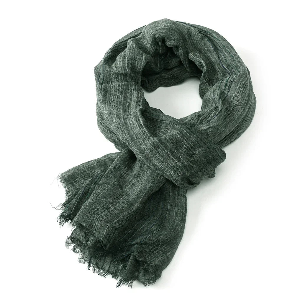 Baumwolle Leinen Gestreiften Männer Schals Herbst Winter Warme Halstuch Pashmina Männlichen Zubehör Kurze Quaste Bufanda Schal