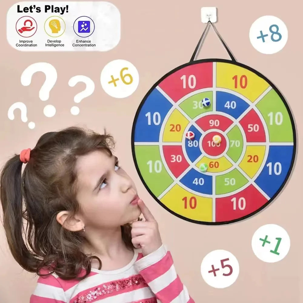 Kinder mit klebrigem Ball, 74 cm großes Dartbrett, interaktives Familienspiel, pädagogische Arithmetik, Indoor-/Outdoor-Sportspielzeug, Geschenk