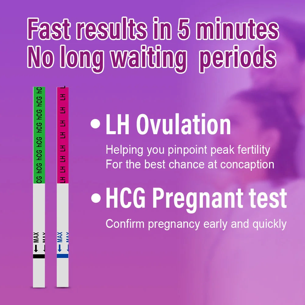 PELVIFINE Home LH & HCG Teststreifen-Set 25 Ovulations- & 10 Schwangerschaftsteststreifen Früherkennungs-HCG-Test für Fruchtbarkeit bei Frauen