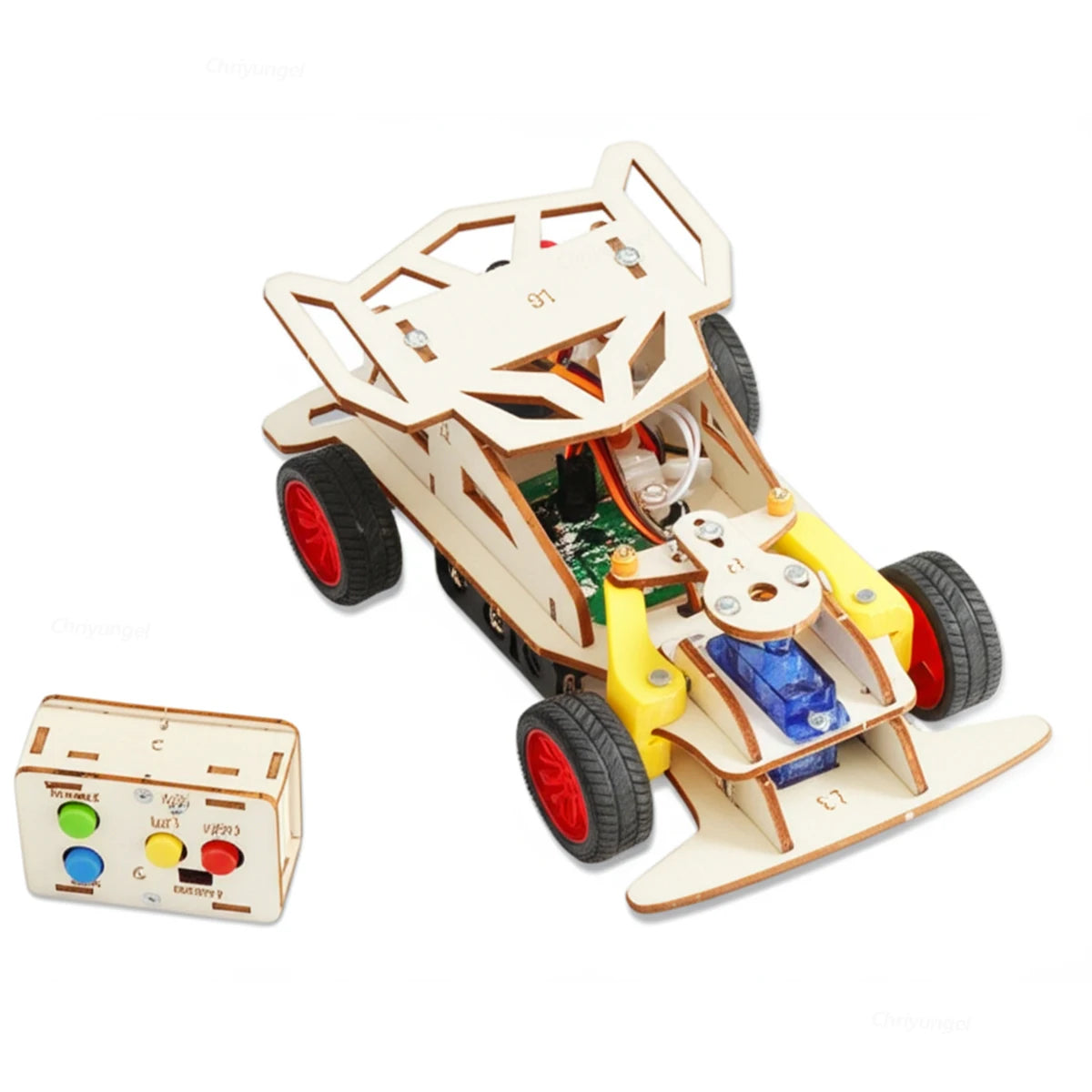 DIY Holz Fernbedienung Auto Mini Allradantrieb Rennwagen Wissenschaft Experiment Kits STEM Lernspielzeug für Teenager Kinder Geschenke