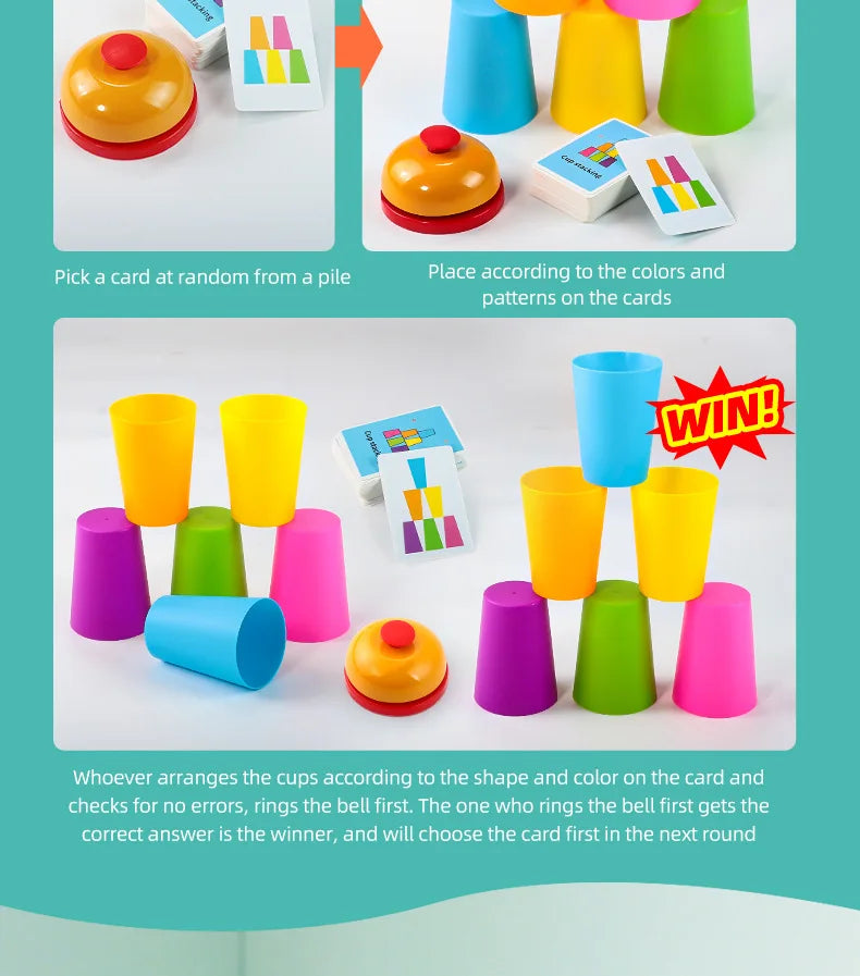 Montessori Spielzeug Mini Stapel Tasse Spiel Mit Karte Pädagogische Intellektuelle Aufklärung Farbe Erkenntnis Logik Training Kinder