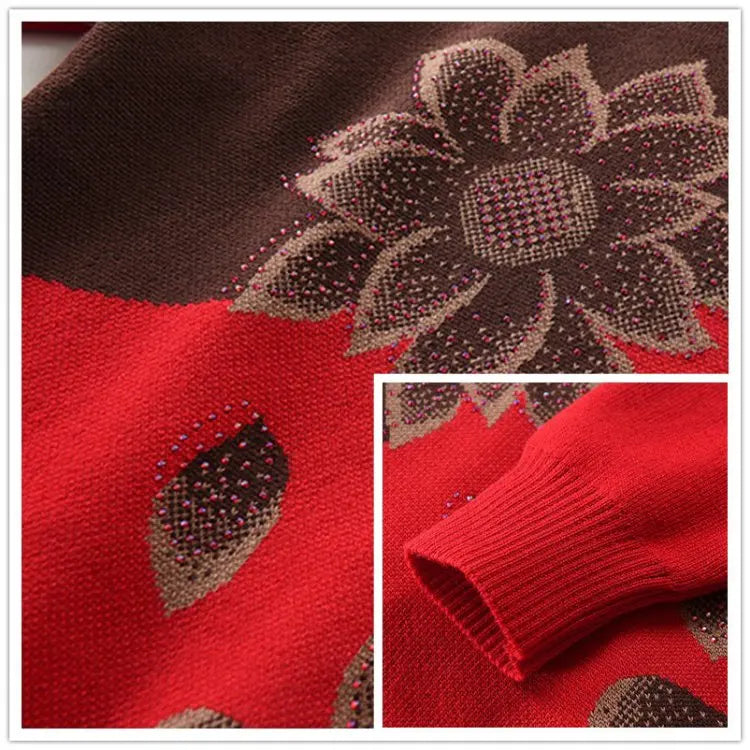 Winterkleidung Oma Pullover Strickpullover Dicker mittlerer Alter Ältere Mutter Bottoming Shirt Samt Langarm Top Damen
