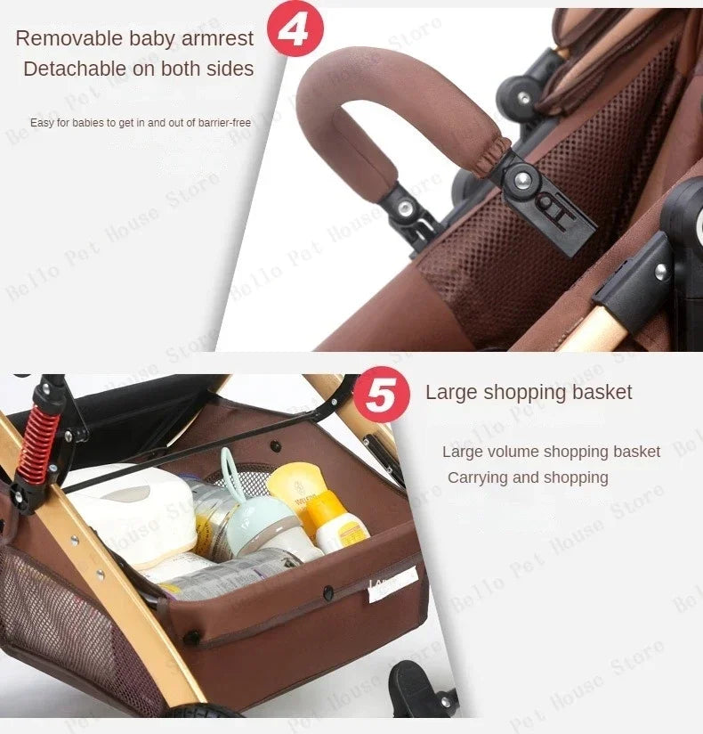 2025 Neuer 3-in-1 Zwillingskinderwagen mit Autositz, Tragbarer Klappbarer Hochsitz-Kinderwagen für Neugeborene zum Sitzen oder Liegen