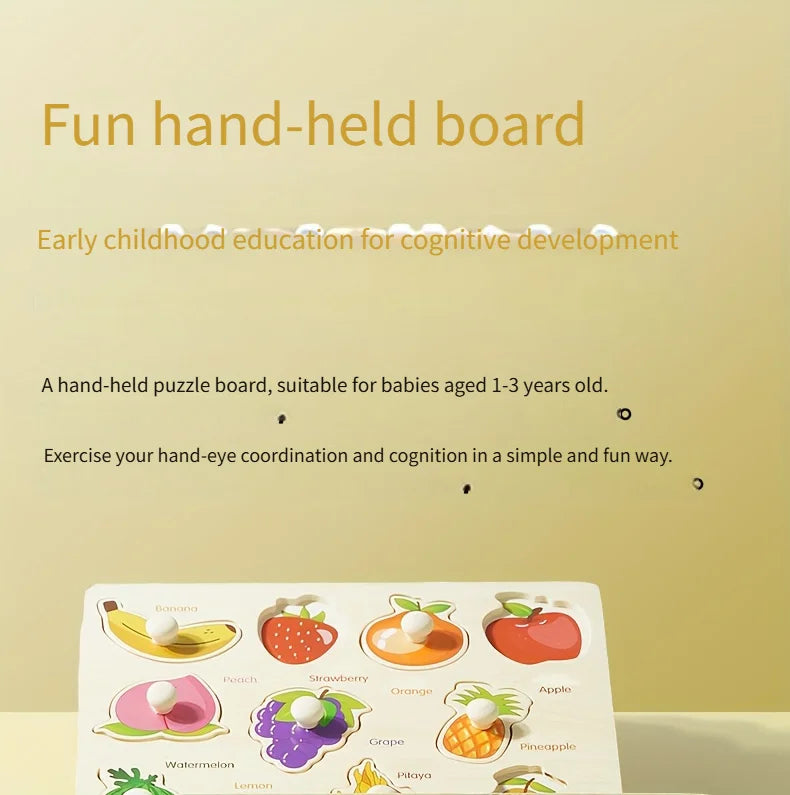 Montessori Früherziehung Geometrie Anfänger Puzzle Board, handgehaltene Puzzle Entwicklung mit festem Board, Puzzle Block Form passend