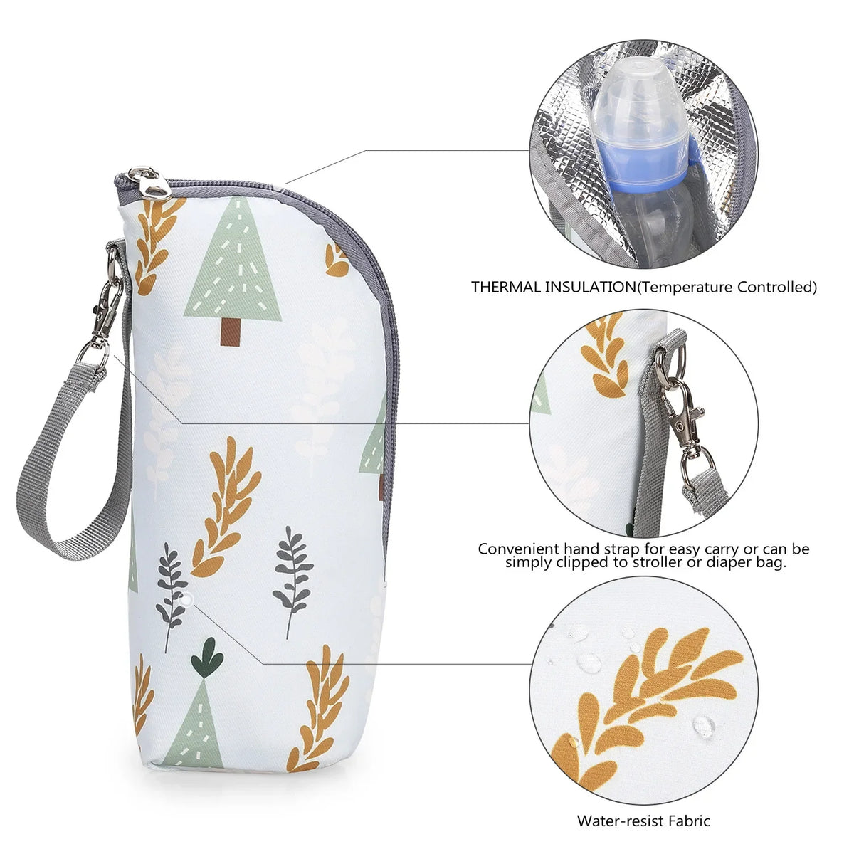 Baby Bottle Warmer Bag Portable Infant Feeding Bottle Aluminum Foil Insulation Outing Stroller Hanging Bag for Storage Cups