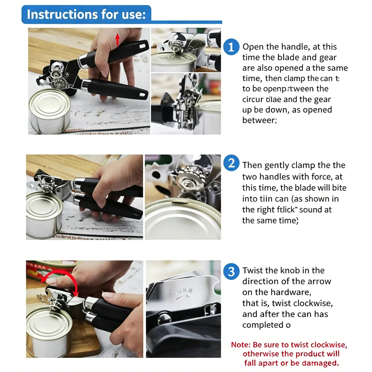 Edelstahl Multifunktionaler Professioneller Dosenöffner Manueller Dosenöffner für Craft-Bier Griff-Dosenöffner Flaschenöffner Küchenzubehör