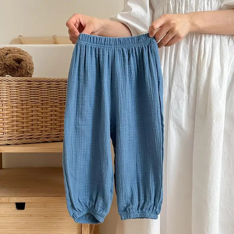9m-6y Kinder Kleidung Sommer Dünne Einfarbig Anti Moskito Hosen Baby Jungen Und Mädchen Lose Beiläufige Hosen Einfache Mode pumphose