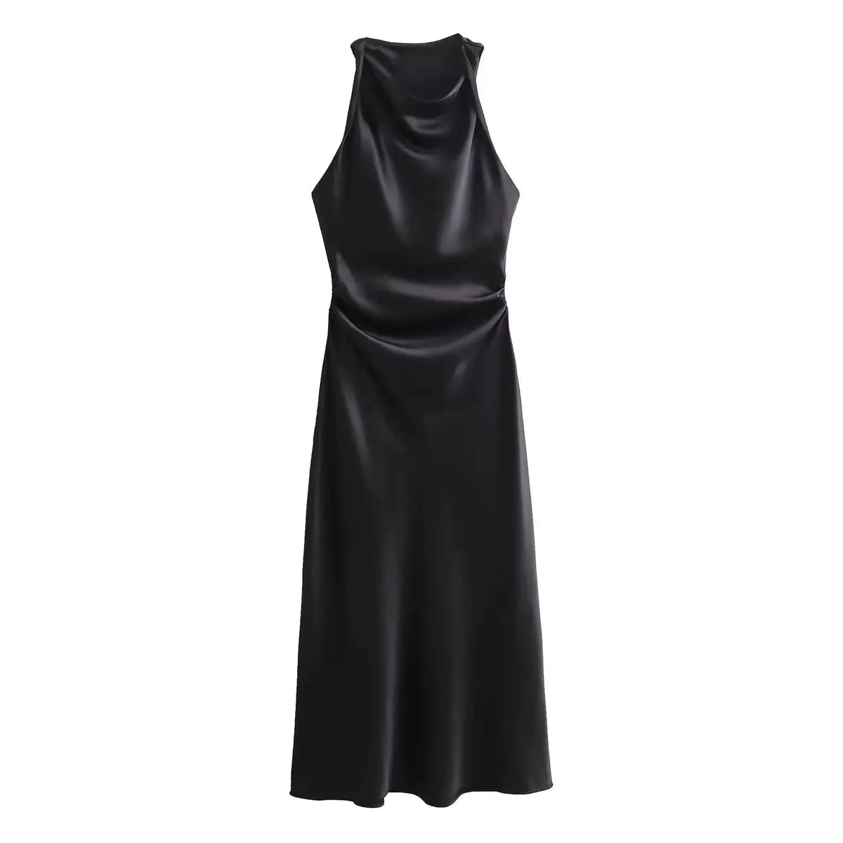 Satin Lange Kleider für Damen 2026 Sommer Slip Midi-Kleid Sexy Abendkleid Ärmellos Elegante Damenkleider