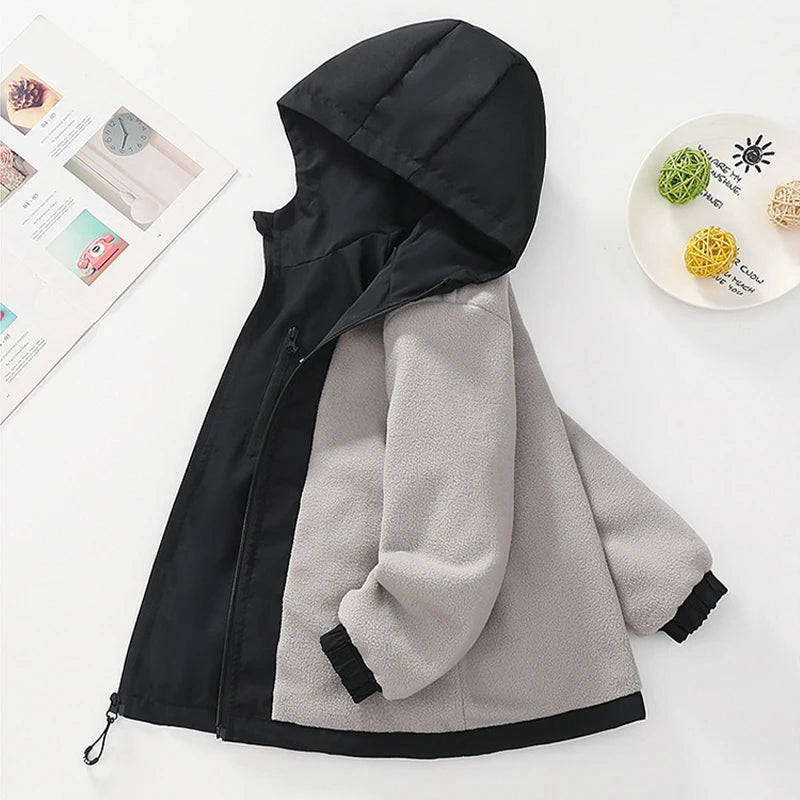Herbst Winter Teen Jungen Jacke Dicke Fleece Winddicht Warme Kapuze Sport Mantel Für 4-14 Jahre Kinder Kleidung Kinder oberbekleidung Top