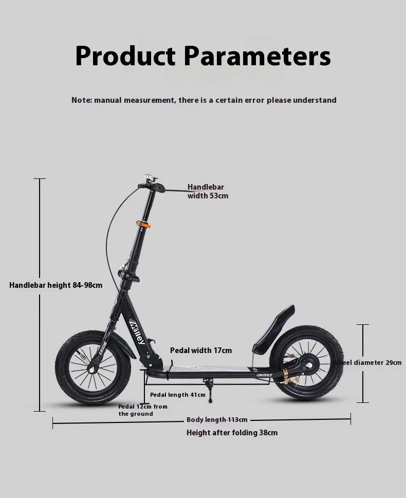 Handbremsroller für Erwachsene für Jugendliche zur Arbeit, großes Rad, zweirädriger, faltbarer Urban Campus-Mobilitätsroller, heiß neu