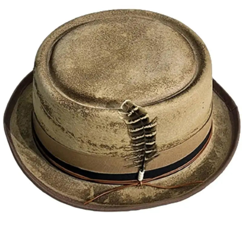 Herren Flat Top Damen Karnevals-Party für Jugendliche Lässiger Winter-Herbst Distressed mit Feder-Dekor