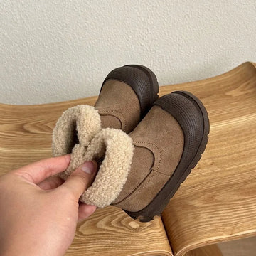 Kinder-Schneestiefel aus weichem Leder für Babys und Kleinkinder, warme, mit Fleece gefütterte Winter-Outdoor-Schuhe, Kleinkind-Stiefel für kleine Kinder