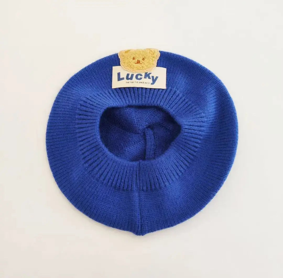 Blume Baby Baskenmütze Hut Winter Warme Gestrickte Beanie Cap für Kleinkind Mädchen Koreanische Kleinkind Prinzessin Künstler Einfarbig Maler Kappen