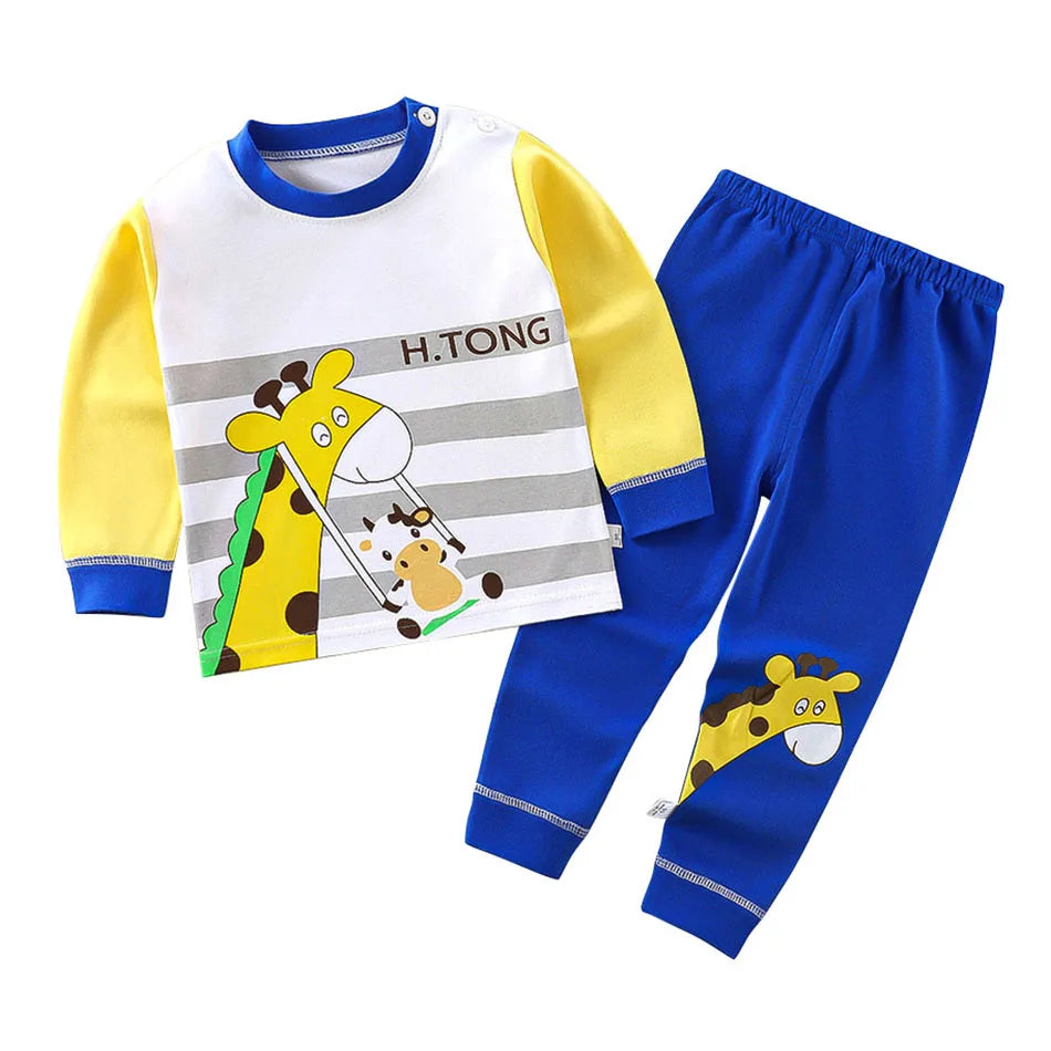 Baumwolle Kinder Pyjamas Set für Jungen Mädchen Herbst und Winter Cartoon Schlafen Loungewear Kinder Nacht Nachtwäsche Hause Tragen Kleidung