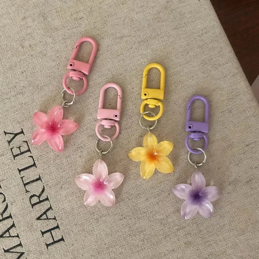 Transparenter Y2K-Schlüsselanhänger mit Blumenmuster, niedlicher ästhetischer Mehrzweck-Schlüsselhalter, Tasche, Kopfhörerhülle, Charm-Zubehör für Frauen und Mädchen
