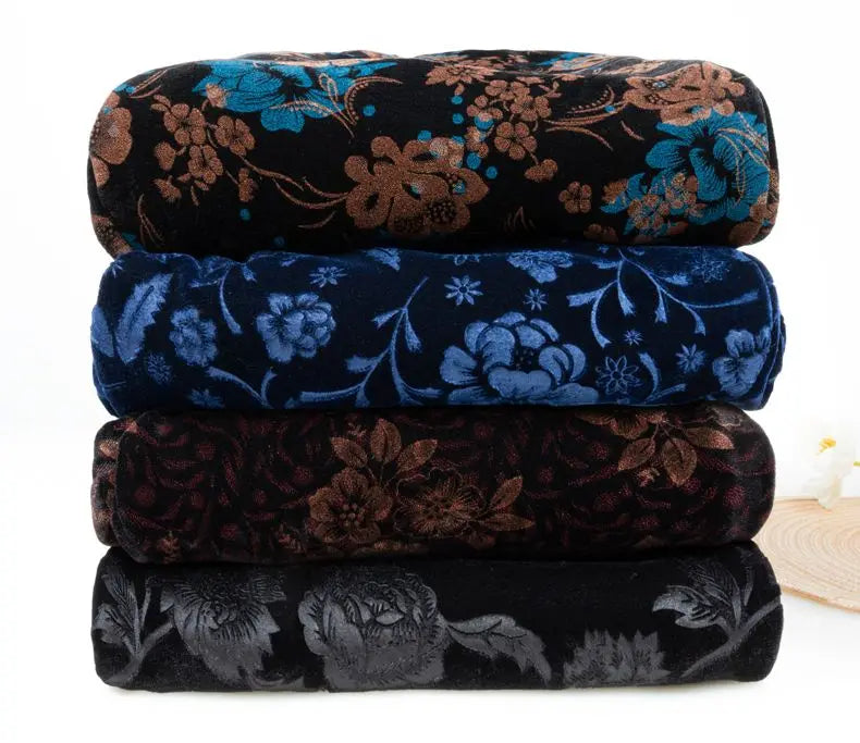 Herbst-Winter-Samthose mit Blumenmuster für Ältere Frauen, Lose Warme Verdickte Freizeithose für Oma und Mutter