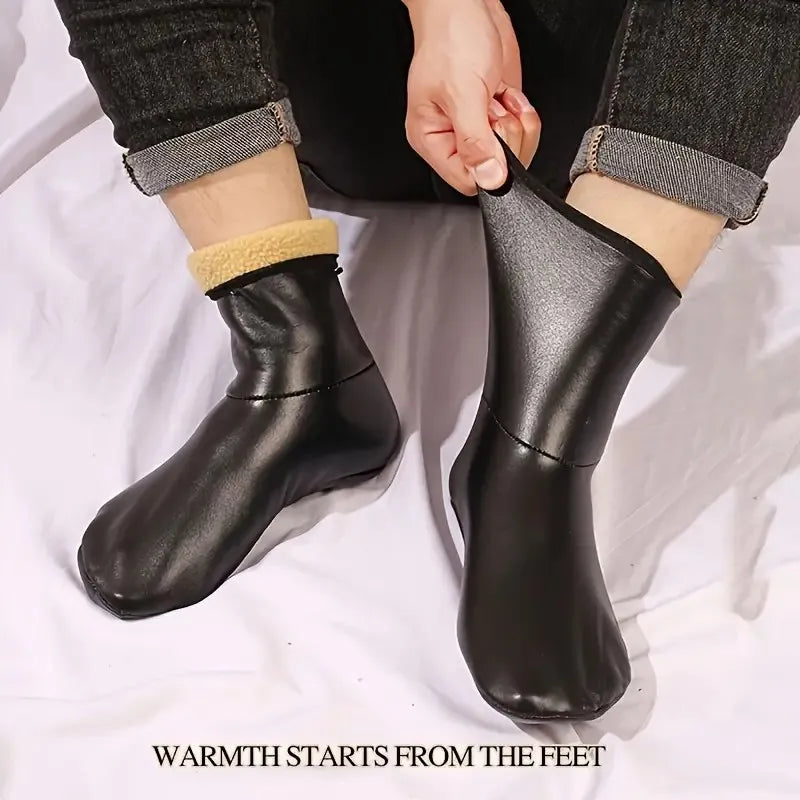 1 Paar warme Schneefeld-Socken für Männer und Frauen im Freien, für Herbst und Winter, verdickte, winddichte, warme Innen-Plüsch-Innenbodensocken
