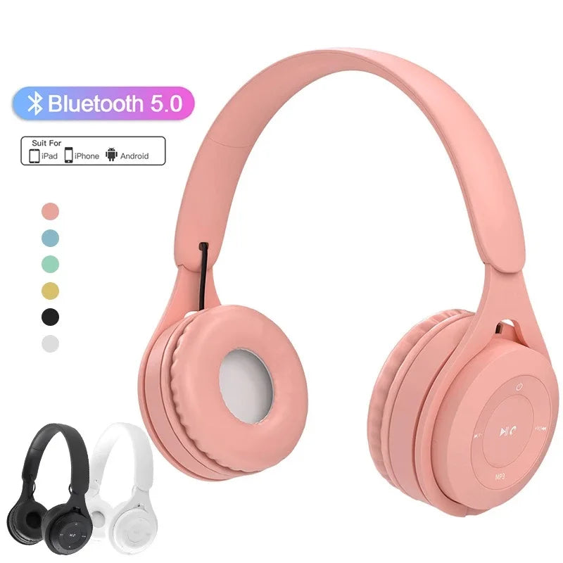 Macaron-Kopfhörer für Kinder, kabelloser Bluetooth-Kopfhörer, Stereo-Stirnband, Gaming-Headset mit Mikrofon, Gamer-Mädchen-Geschenk für mobiles Tablet