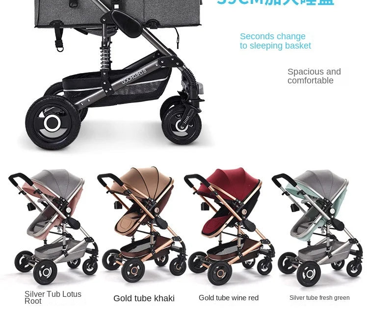 Kinderwagen 3-in-1 Klappbarer Zweiseitiger Kinderwagen für Alle Jahreszeiten Hochwertiger Neugeborenen-Reisekinderwagen