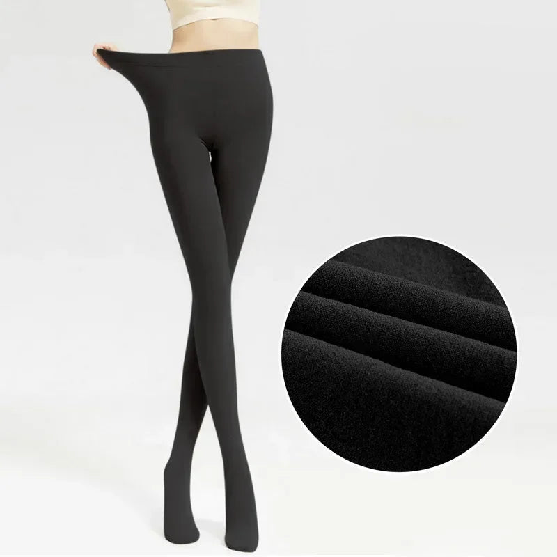 Thermo-Winterstrumpfhose für Damen, mit Fleece gefüttert, durchsichtige Samtstrumpfhose, dicke warme Leggings mit Plüsch-Innenschicht