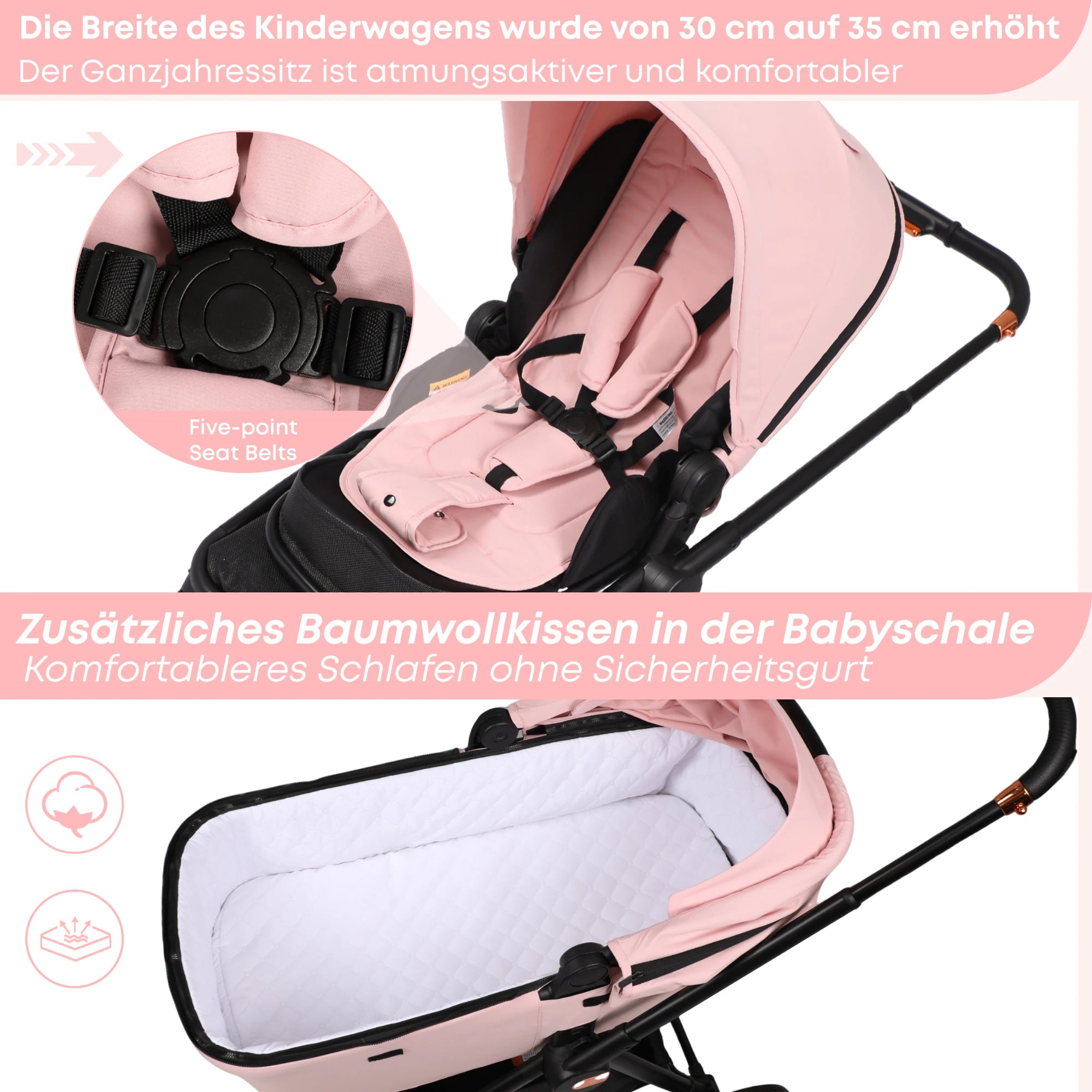 4-in-1-Kinderwagen mit Babyschale und ISOFIX-Basis, multifunktionaler, umkehrbarer Kinderwagen für Neugeborene, Hochsitz-Reisesystem