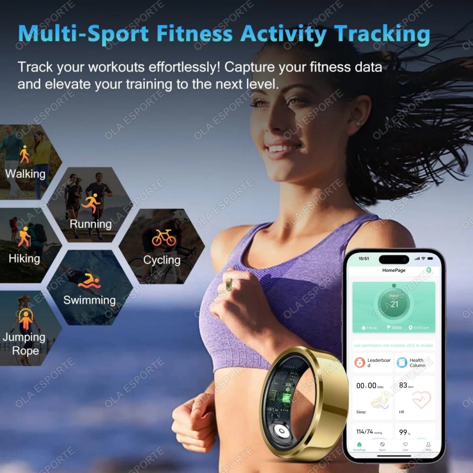 2025 Smart Ring Blutdruck Herzfrequenz Schlafüberwachung Smartring IP68 & 5ATM Wasserdichter Multisportmodus Smartring Mann Frauen