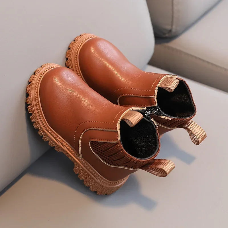 Kinder Kurze Stiefel Mode Jungen Schuhe Herbst Winter Leder Kinder Stiefel Rutschfeste Kleinkind Mädchen Stiefel Kleinkind Schneeschuhe