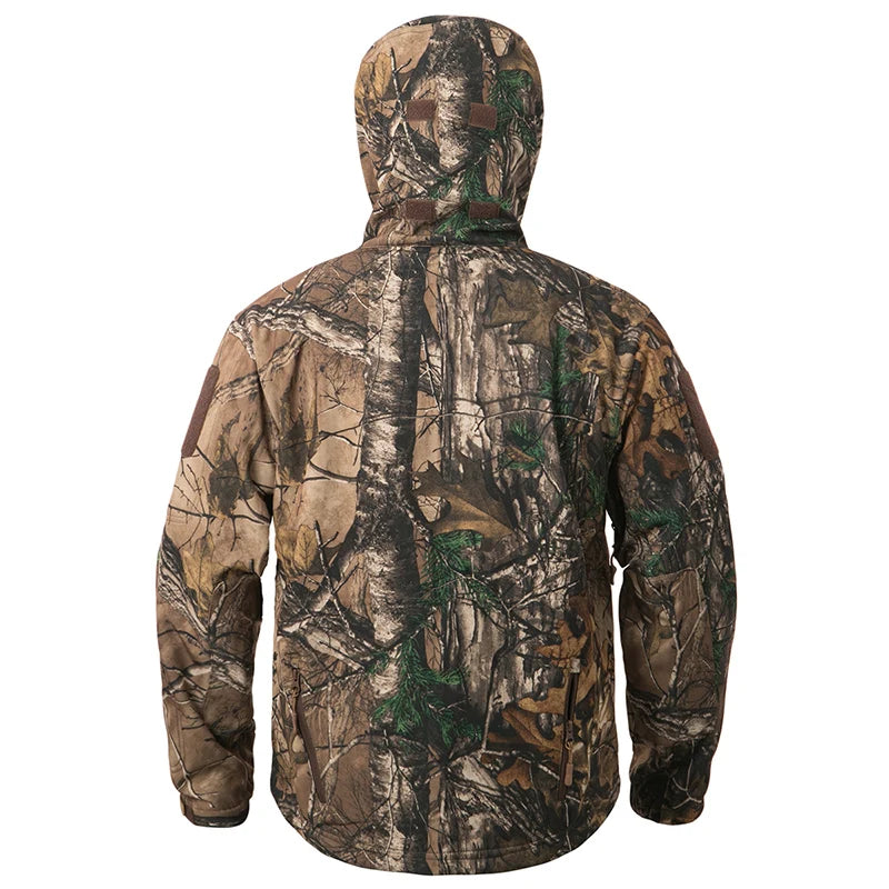 Männer Silent Soft Shell Camouflage Taktische Jacke Wasserdichte Warme Fleece Jagd Jacken Outdoor Wandern Angeln Mit Kapuze Mantel