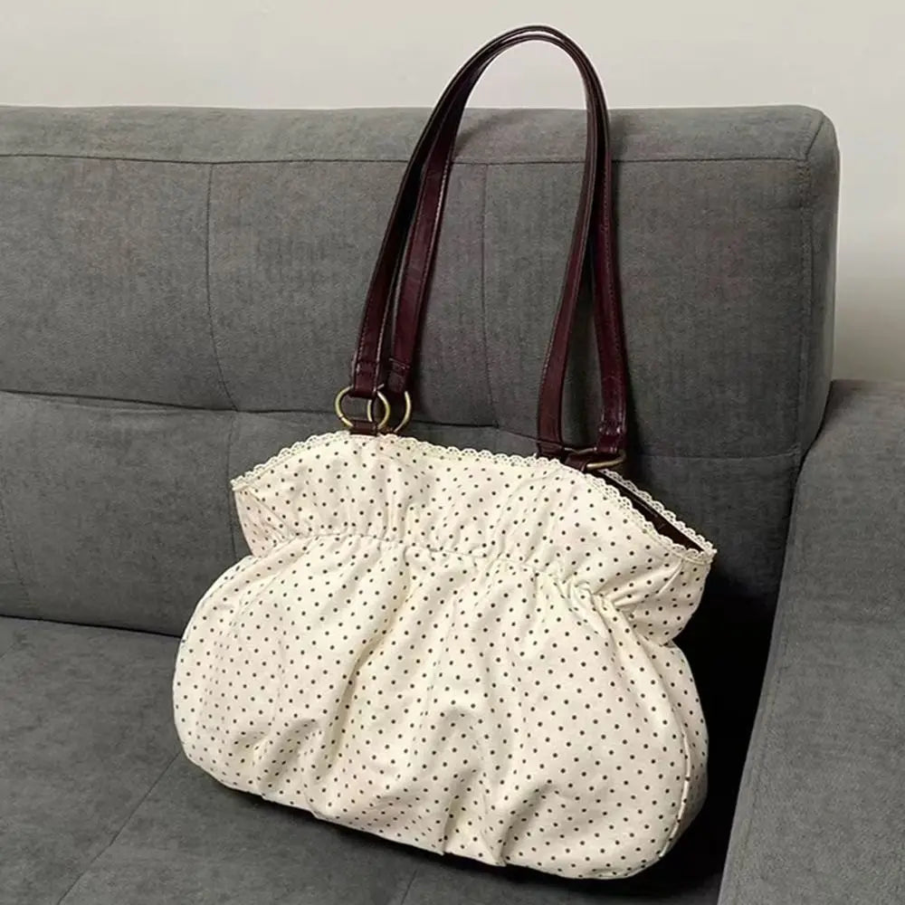 Trendy Vintage Damen Bogen Handtasche Y2k Casual Chic Lady Schultertaschen Ästhetische Dot All Match Ins Unterarmtasche Streetwear